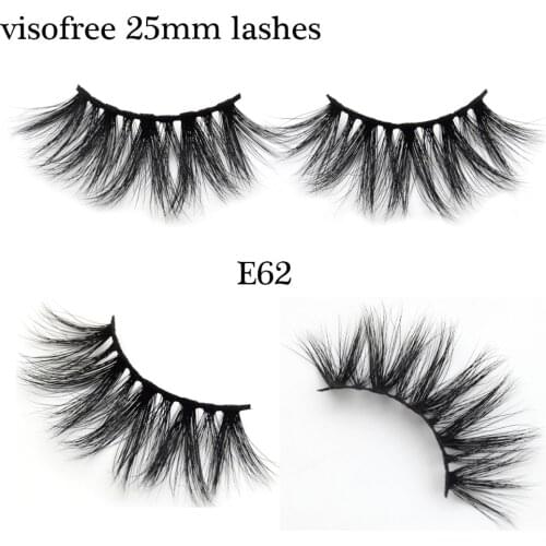 Visofree Mink Eyelashes 25MM Lashes Dramatic Volume False Eyelashes Makeup 3D Mink Lashes Eyelash Extension Fake Lashes E62