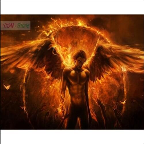 NEW Decorative home diy Diamond painting Cartoon picture diamond embroidery mosaic Crafts Black magic flame angel wing NEW597
