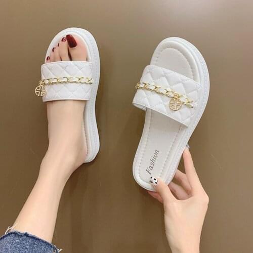 2021 Summer New One-word Sandals Female Fashion Korean Star Same Style Mickey Mouse Slippers Square Toe Open Toe Flat Bottom