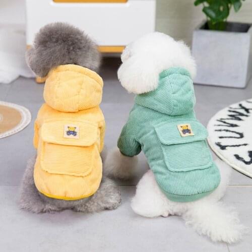 Pet Clothes For Small Dog Cat Autumn and winter cotton clothes Teddy small dog winter warm corduroy two legged cotton clothes