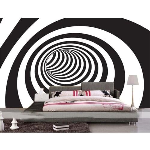 Wholesale 3d papel de parede spiral black and white murals wallpaper for living room 3d wall photo mural vinyl wall sticker