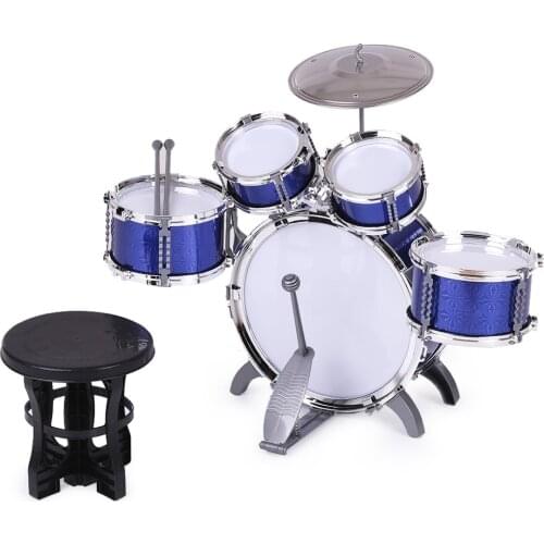 Wholesale Children Toys Drum Set Toy Musical Instrument 5 Drums with Small Cymbal Stool Drum Sticks Juguetes for Boys Girls Gift