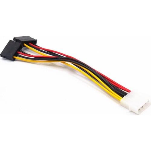 Wholesale customization 4Pin IDE Molex to 3 Serial ATA Dual 15Pin SATA to 4pin male Y Splitter Hard Drive Power Supply Extension