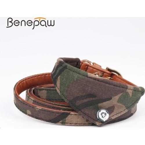 Benepaw PU Leather Dog Collar Leash Set 3 Patterns Metal Buckle Pet Collar Pet Hot Sale Fine Small Dog Accessories 2019
