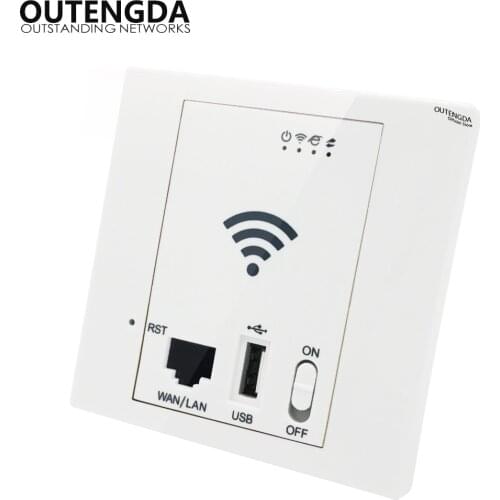 OUTENGDA 300M 802.11N Wireless in Wall AP for Hotel smart home Access Point WiFi router Repeater POE Supported White/Champagne