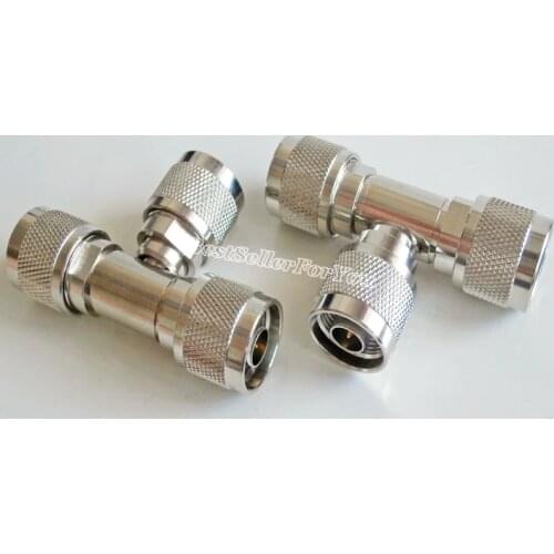 1Pcs N-Type Plug male to 2 N Plug male 3 Way T Type RF Coax Adapter long version
