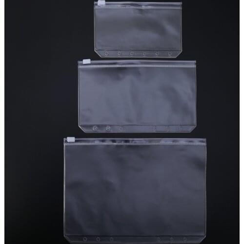 Clear PVC Storage Bag Pouch For Notebook Diary Day Planner Zipper Business Cards