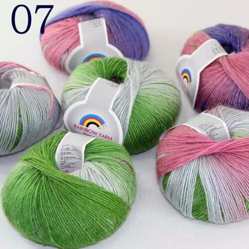Sale Soft 6X50gr ballCashmere Wool Colorful Rainbow Wrap Shawl DIY Hand Knit Yarn Purple Green Pink White 524-07-6