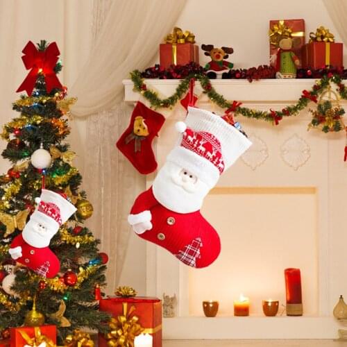 New Year Christmas Stocking 3D Santa Clause Xmas Snowman Sock Xmas Gift Candy Bag Christmas Ornament for Home Family Decoration