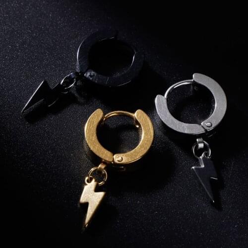 1pc Punk Earrings Fashion Pendant Personality Male Women Men Jewelry Titanium Steel Hip Hop Ear Stud Buckle Anti