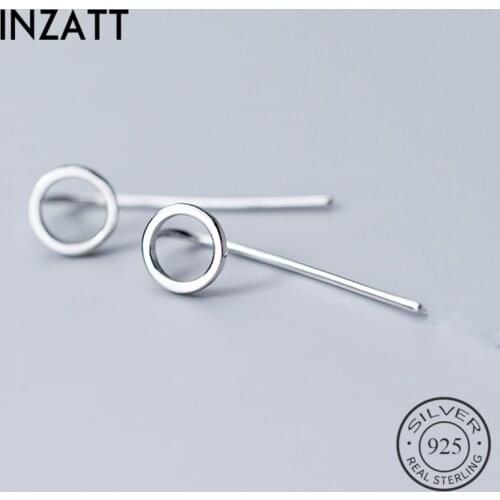 INZATT Real 925 Sterling Silver Minimalist Hollow Round Drop Earrings For Elegant Women Party Fine Jewelry 2019 Accessories