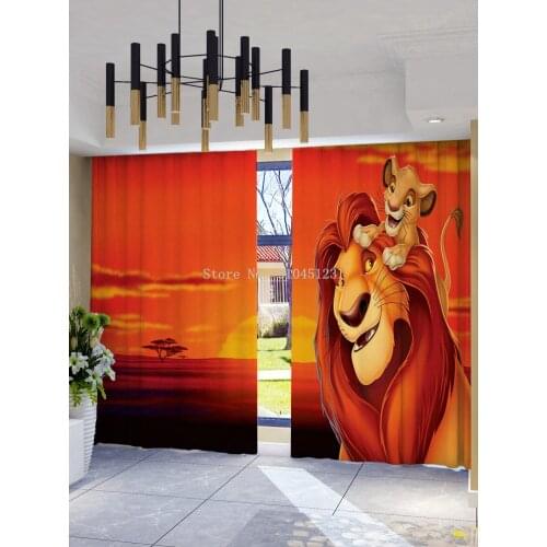 Cartoon Disney The Lion King Simba 3D Blackout Curtains Bedroom Living Room Home Decoration for Kids Girls Boys Birthday Gift