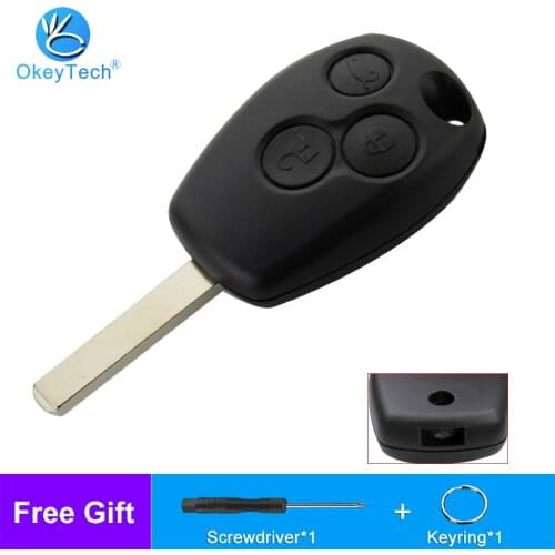 OkeyTech Replacement Car Key Cover Case Fob for Renault Dacia Modus Clio 3 Twingo Kangoo Key Shell 3 Button Uncut Blank Blade