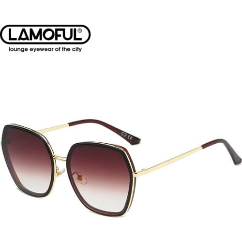 LAMOFUR Brand Light Polarized Sunglasses Women 2021 New Fashion Round Sunglasses UV Protection Big Glasses 50518