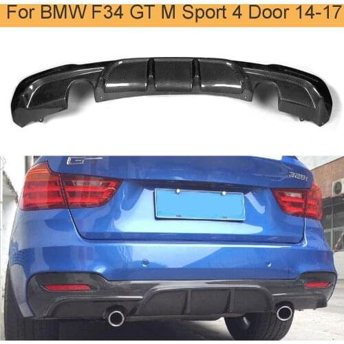 3 Series Carbon Fiber Car Rear Bumper Diffuser Lip Spoiler for BMW F34 GT M Sport 4 Door Only 14-17 dual exhaust one outlet