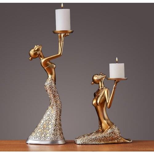 Creative Portrait Girl Candle Holders Candelabra Wedding Centerpieces Figurines Candlestick Europe Home Decoration Accessories