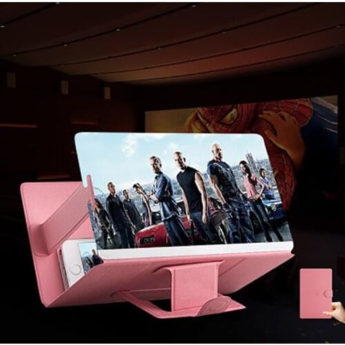 3D Phone Video Screen Amplifier Bracket 8" Leather Cover Magnifier Protect Eyes Universal Mobile Phone Stand 2X-4X Magnifying
