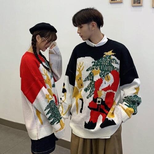 VERSMA High Quality Knitted Patterns Santa Oversized Mens Christmas Sweater Men Winter Matching Christmas Sweaters for Couples