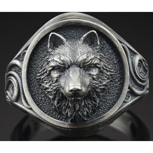 Vintage Viking Norse Mythology Giant Wolf Totem Ring Hip Hop Men Women Stainless Steel Ring Gothic Steampunk Rock Biker Jewelry