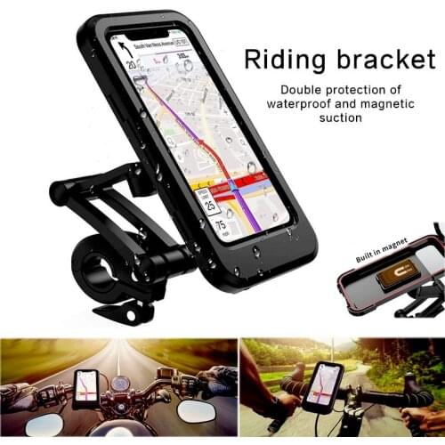 Waterproof Case Bike Motorcycle Handlebar Rear View Mirror 3.5 to 6.8" Cellphone Mount Bag Motorbike Scooter Phone Stand