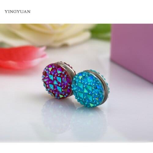 Xt16-6pcs Round square flower resin Magnet Inlay rhinestones Elegant magnet brooch hijab accessories muslim pin scarf buckle