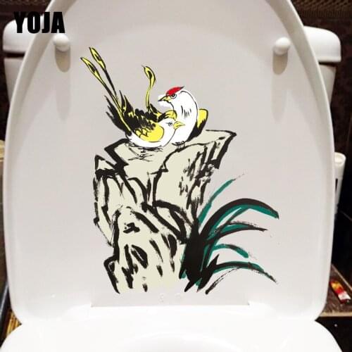 YOJA 18.3X23CM Chinese Painting Flower And Bird Bedroom Wall Decor Home Bathroom Toilet Sticker Decal T1-1733