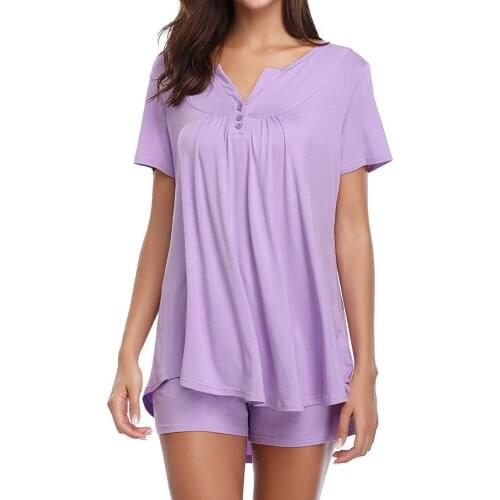 Womens Button Sleepwear Set Short Sleeve Sleepwear Set Pajama Sets Bamboo Tank And Shorts Set Roupas Feminina #G3