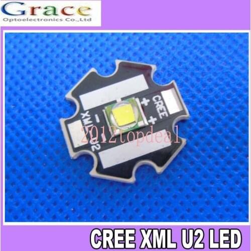 10pcs/lot Cree XLamp XML U2 10W LED Emitter Cold White 6000k-6500K with 20mm Star Base for led flashlight