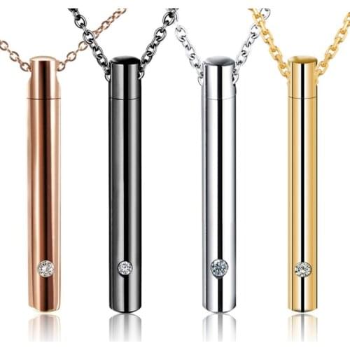 13MA Cylinder Pet Cremation Urns Necklace Stainless Steel Cat Dog Memorial Container Holder Jewelry Memorial Keepsake