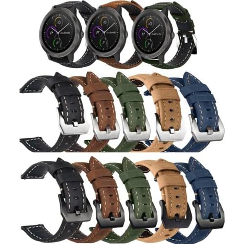 20mm Genuine Leather Watch Band Strap for Garmin Vivoactive 3 trainer music Smart Watch Fashion Wrist band for Venu SQ straps