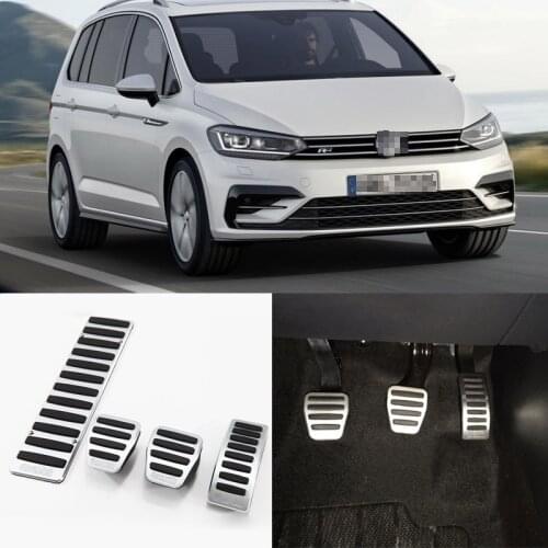 4pcs Aluminium Non Slip Foot Rest Fuel Gas Brake Pedal Cover For VW Touran 2016 MT