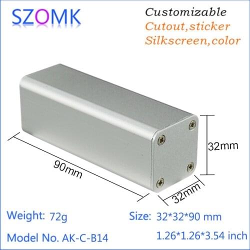6 pcs, 32*32*90mm szomk gps tracker aluminum distribution enclosure powder coating diy extrusion box aluminum electronics case