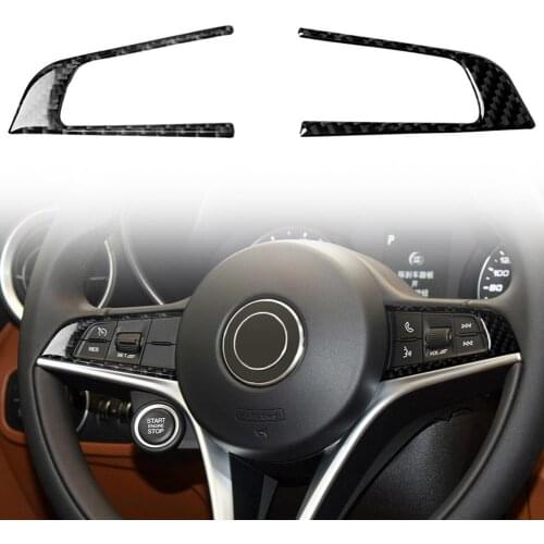 80% HOT SALES！！！2Pcs Auto Decor Steering Wheel Button Panel Stickers for Alfa Romeo-Giulia 17-19