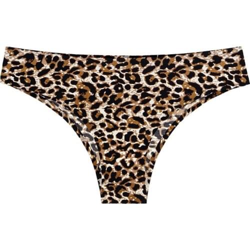 Printed ice silk traceless underwear womens low waist sexy girls one piece ultra thin breathable briefs women cotton panties