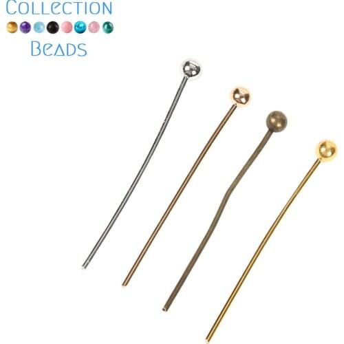 200pcs/lot 16 20 25 30 35 40 50 mm Gold Metal Ball Head Pins For Diy Jewelry Making Head pins Findings Supplies Accessories