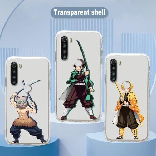 Anime Demon Slayer Phone Case Transparent For Xiaomi Redmi Note 7 7A 8 8T 9 9A 9S 10 K30 Pro Ultra transparent tpu bumper
