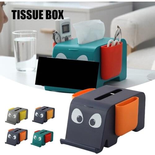 Tissue Napkin Holder Box With Phone Stand & Remote Control Cells Multifunctional Holder Box Desktop Remote Organizer For Home