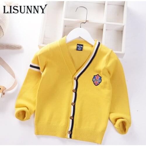 Children Cardigan Knitted Jacket 2021 Autumn V-neck Sweater Boy Baby Sweaters Kids Clothing Coat Striped Single Breasted Toddler