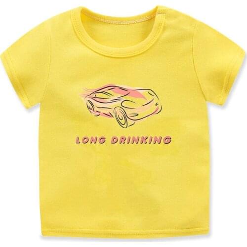 Newly t-shirts for boys funny car race graphic print kids tshirt summer Harajuku youth yellow short sleeve hip-hop boys t shirt