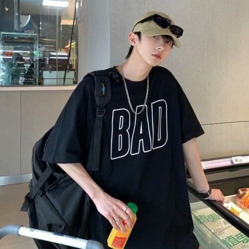 Oversized Mens Cotton T Shirt Letter Print Black Short Sleeve O Neck Hip Pop Harjuku China Style Vintage Couple Clothing Tees