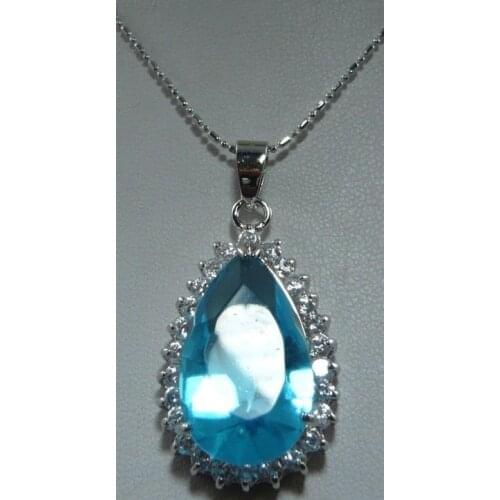 Amazing jewelry women light blue crystal Pendant Necklace