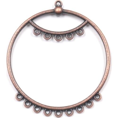 12pcs Big Round Statement Earring Connector Zinc Alloy Antique copper plated Pendant Many Hole Jewelry Connectors