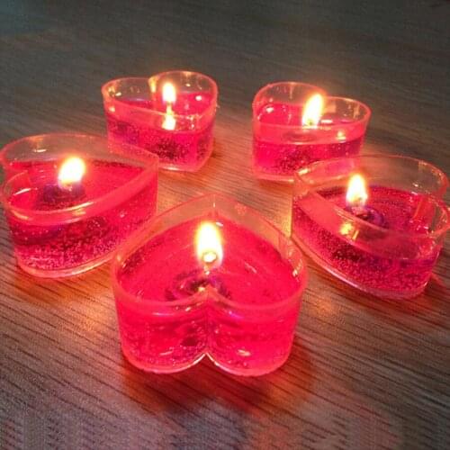 Creative Heart Shaped Candle Jelly Wax Pink Romantic Candle Gel Scented Wax Candles Birthday Kaarsjes Wedding Candles 50N342N