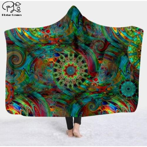 Cool Psychedelic Graffiti Character Hooded Blanket Adult colorful child Sherpa Fleece Wearable Blanket Microfiber Bedding c-029