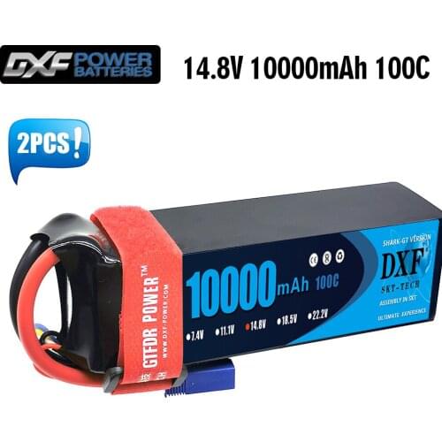 DXF Lipo Battery 4S 14.8V 10000mAh 100C 200C Deans/T XT90 EC5 XT90S for RC 1/8 1/10 Car Truck Tank RC Models XXMAX 8S Arrama 8S