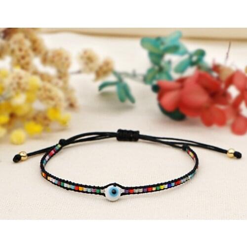 Miyuki Rice Beads Small Bracelet Handmade Ethnic Style Beaded Turkish Devil Eyes Blue Eyes Jewelry Womens Jewelry Wholesale