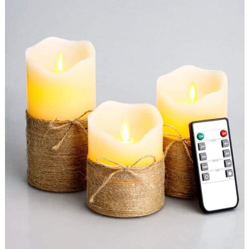 Flickering Flameless Candles Set of 3,Battery Operated Electric Pillar Real Wax Led Candles with Timer and Remote Control