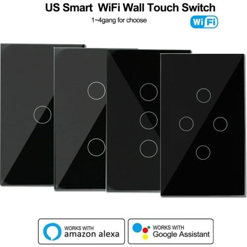 US Smart Wifi Touch light Switch 1/2/3/4gang Neutral Wire Required Tuya Remote Smart Home Controller Work with Alexa Google Home