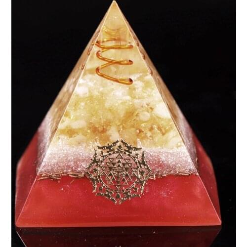 Natural Citrine Orgone Pyramid Energy Generator Reiki Crystal Healing Chakra Stone Balancing Emf Protection Spiritual Meditation
