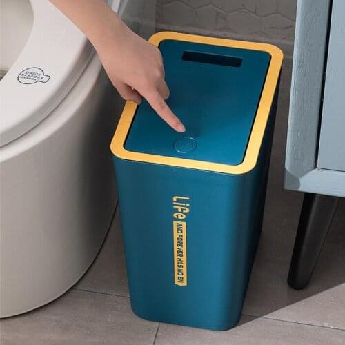 Plastic Nordic Waste Bin Large Bathroom Creative Press Simple Waterproof Trash Can Kitchen Storage Cubo Basura Home Products 50
